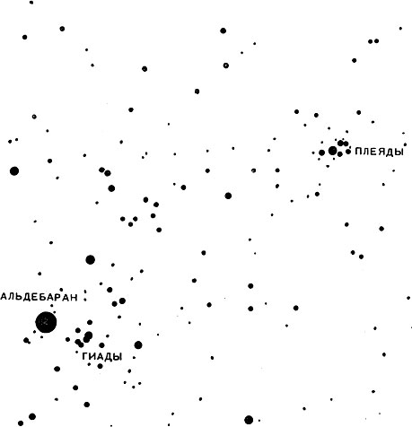 Рис.52. Гиады и Плеяды в созвездии Тельца